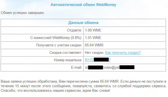 страница статуса проведения операции