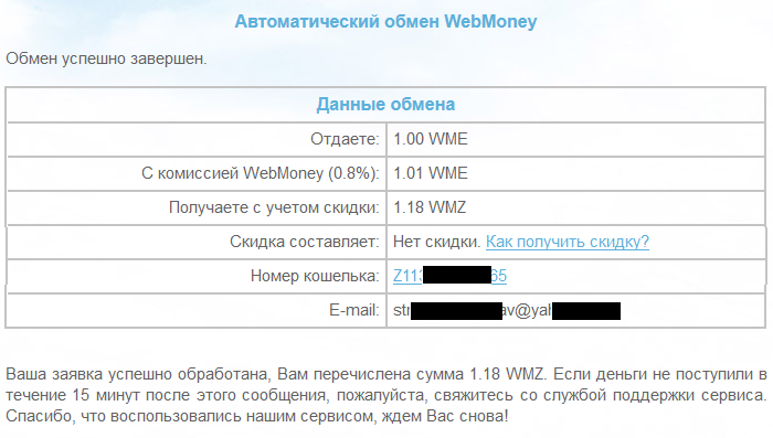 страница статуса проведения операции