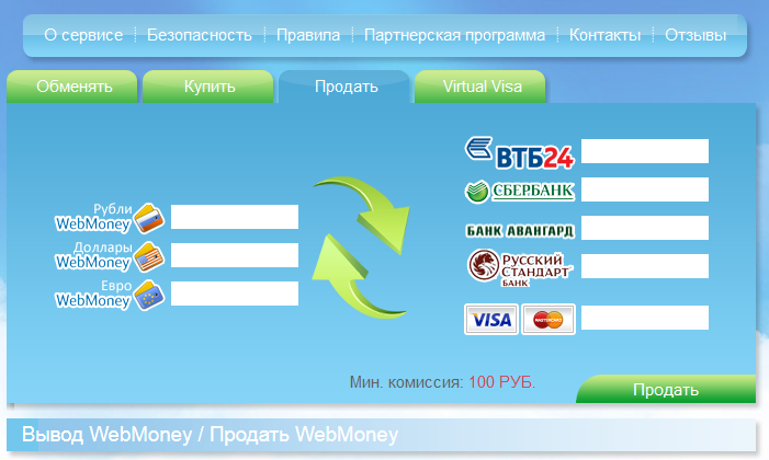 вывод WMR на счёт или карту Visa/MasterCard